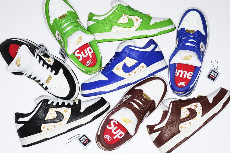 シュプリームがナイキSBとのコラボ ダンク ローをアナウンス supreme nike sb collab dunk low release info Supreme Nike SB Dunk Low SS21 Collab Official Look Release Info DH3228-100-101-102-103 White Metallic Gold Buy Price