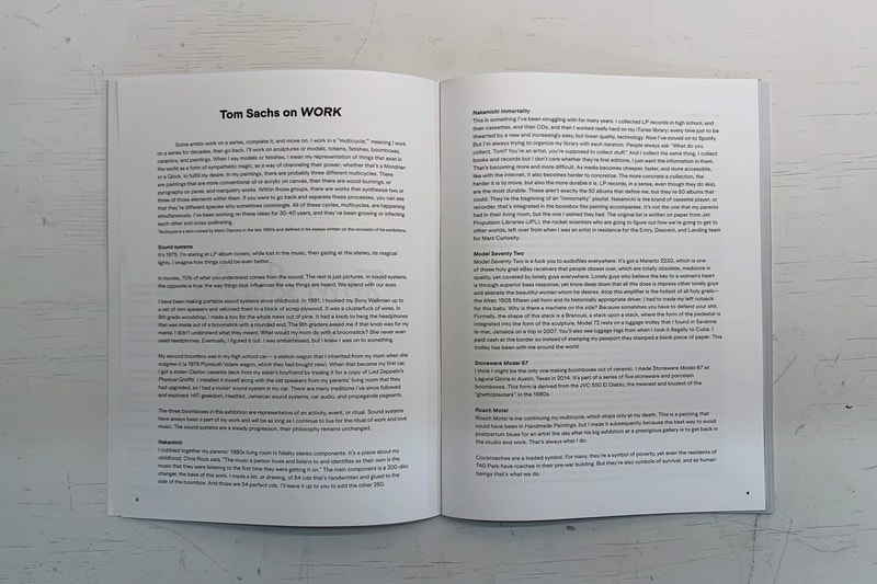 トム・サックスが300部限定の新作アートブック『トム・サックス: ワークカタログ』を発表 Tom Sachs Work Catalogue Art Book books model seventy two nakamichi sound systems artists info