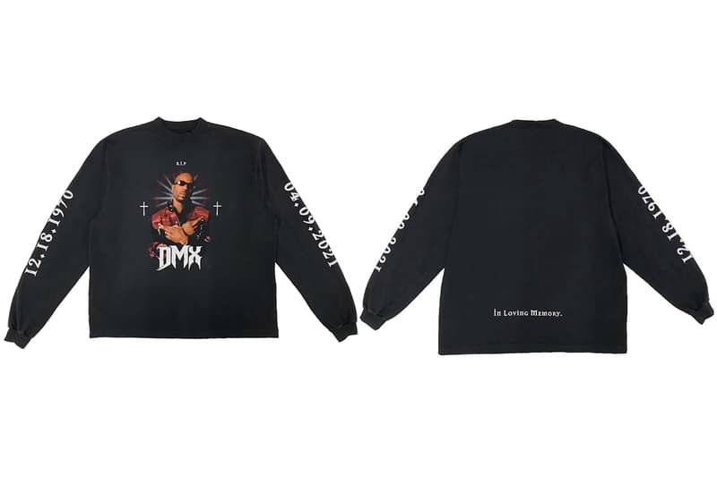イージーとバレンシアガ Kanye West(カニエ・ウェスト) YEEZY と Balenciaga が共同で DMX のトリビュートアイテムを発表 Balenciaga YEEZY DMX Tribute Tee Release Info Buy Price Kanye West Memorial Service