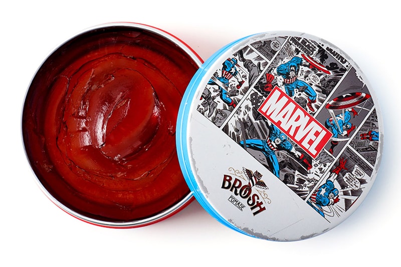 ブロッシュ マーベル 男性用ヘアブランド BROSH から Marvel のキャプテン・アメリカをモチーフとした別注ポマードが発売