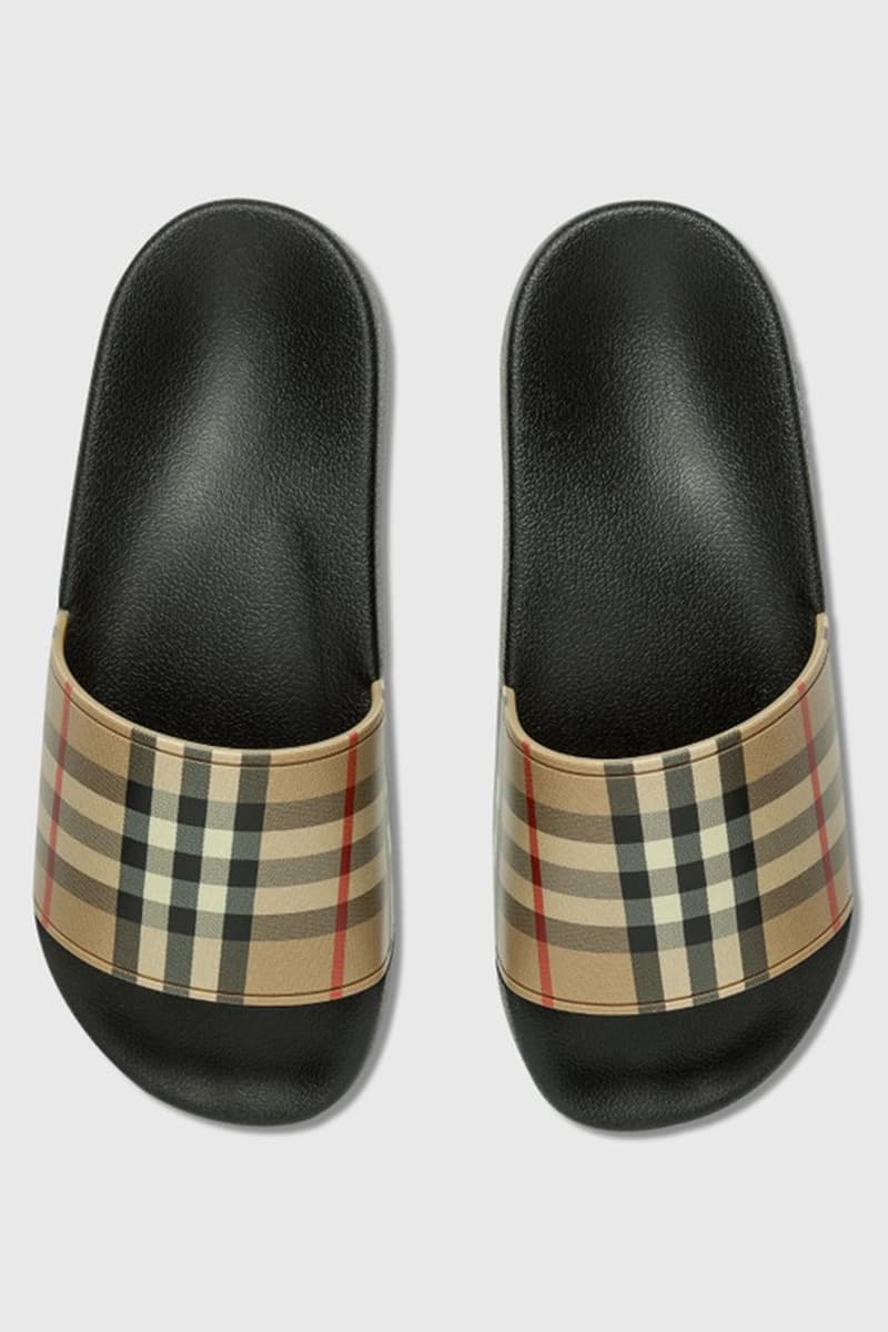 バーバリーがアイコニックなチェック柄を落とし込んだスライドサンダルをリリース BURBERRY Original VINTAGE CHECK SLIDES hbx release info