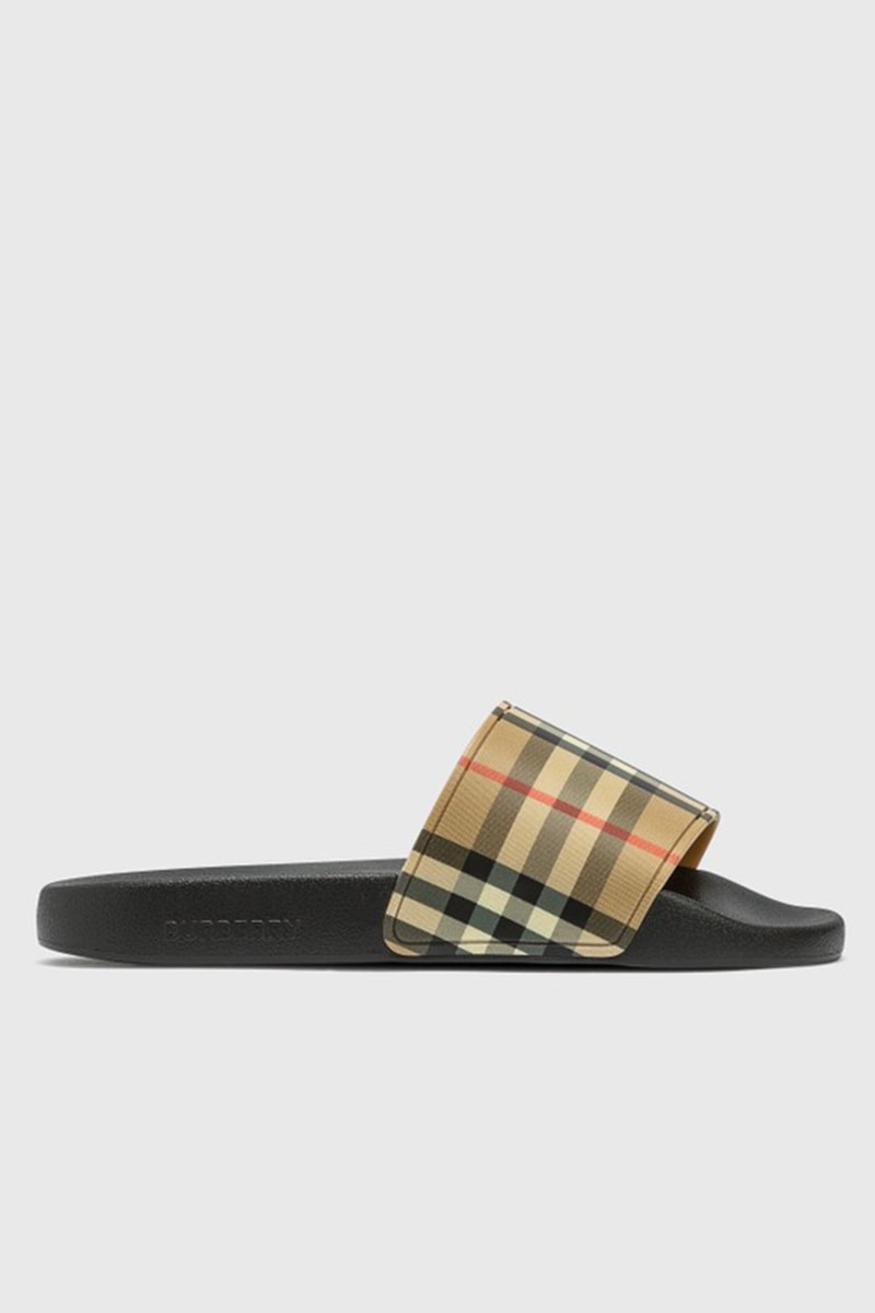 バーバリーがアイコニックなチェック柄を落とし込んだスライドサンダルをリリース BURBERRY Original VINTAGE CHECK SLIDES hbx release info