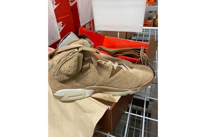 トラヴィス・スコットxエア ジョーダン 6“ブリティッシュ カーキ”の実物画像にクローズアップ Travis Scott Air Jordan 6 British Khaki Another Look Release Info DH0690-200 Date Buy Price Sail Bright Crimson