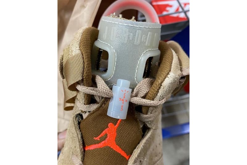 トラヴィス・スコットxエア ジョーダン 6“ブリティッシュ カーキ”の実物画像にクローズアップ Travis Scott Air Jordan 6 British Khaki Another Look Release Info DH0690-200 Date Buy Price Sail Bright Crimson