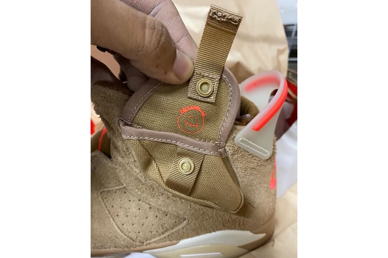 トラヴィス・スコットxエア ジョーダン 6“ブリティッシュ カーキ”の実物画像にクローズアップ Travis Scott Air Jordan 6 British Khaki Another Look Release Info DH0690-200 Date Buy Price Sail Bright Crimson