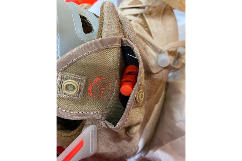 トラヴィス・スコットxエア ジョーダン 6“ブリティッシュ カーキ”の実物画像にクローズアップ Travis Scott Air Jordan 6 British Khaki Another Look Release Info DH0690-200 Date Buy Price Sail Bright Crimson