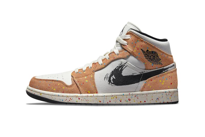 ジョーダン ブランド から筆で描いたようなスウッシュが特徴の エアジョーダン 1 ミッド “ブラッシュストローク” が登場 air jordan 1 mid se sail black cider chile red DA8005 100 menswear streetwear spring summer 2021 ss21 collection shoes sneakers trainers runners kicks info