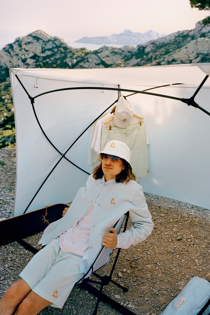 ヘリノックスxメゾン キツネのコラボコレクションが実現 Helinox x Maison Kitsuné Collaboration Release camping tent chairs table folding Japanese French outerwear 