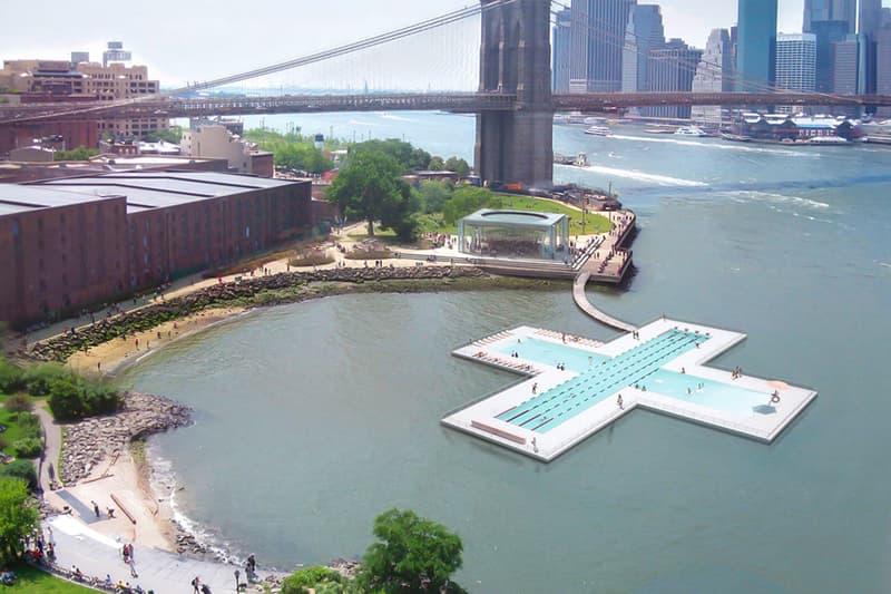 ニューヨーク・イーストリバーに＋の形をしたプールを浮かべるプロジェクトが決定 New York East River PlayLab Floating Swimming +Pool Proposal Approved 
