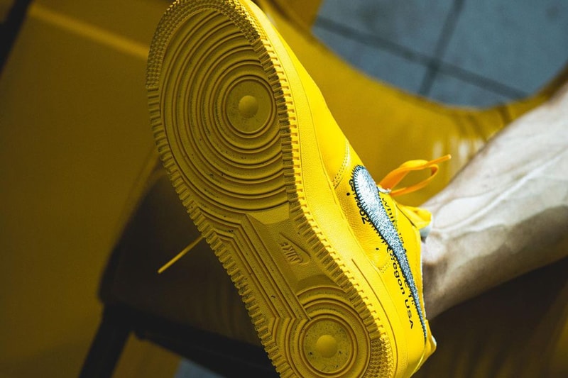 オフホワイトxナイキの最新コラボ エアフォース1“ユニバーシティーゴールド”の着用ビジュアルが浮上 off white nike air force 1 low university gold silver DD1876 700 release info store list buying guide photos price virgil abloh 