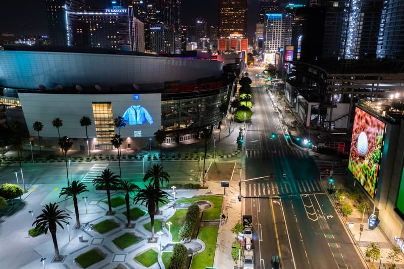 イージーギャップ "Floating Projections" of the YEEZY Gap Round Jacket Illuminate New York City Los Angeles Chicago debut inaugural release announcement ten year partnership info