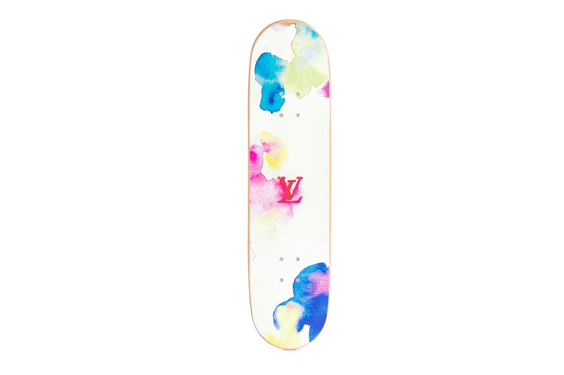 ルイ・ヴィトン が水彩画モチーフのスケートボードコンプリートセットを発表 Louis Vuitton watercolor pattern skateboard release fashion paris luxury home design virgil abloh monogram 