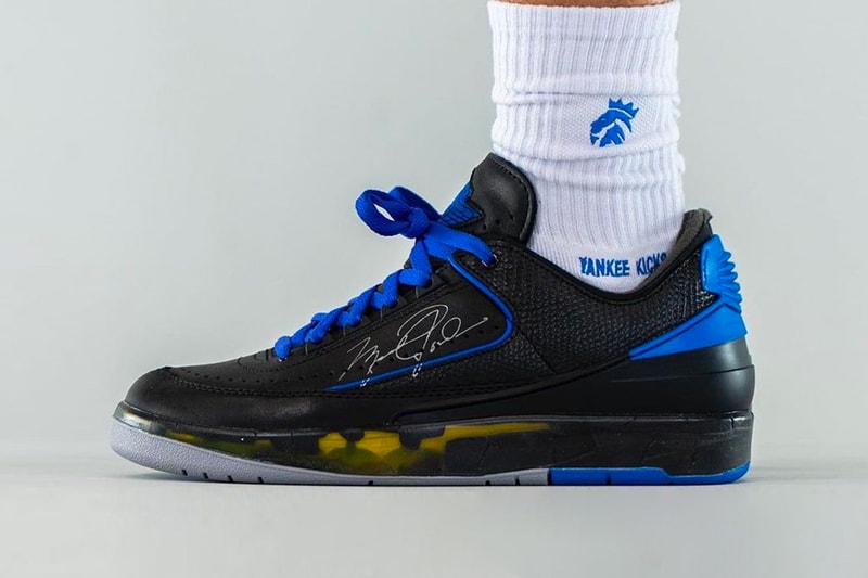 オフホワイトxエア ジョーダン 2 ローの着用ビジュアルが公開 Off-White™ Air Jordan 2 Low Black Blue On-Foot Look Release Info DJ4375-004 Buy Price Date