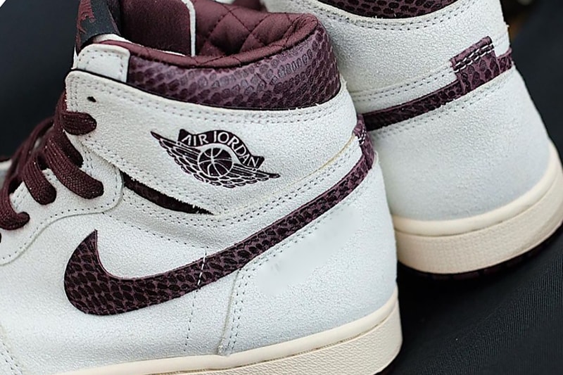 ア マ マニエールxエア ジョーダン 1が2021年中にリリースとの噂 a ma maniere air jordan 1 retro high og white maroon snakeskin release date info store list buying guide photos price 