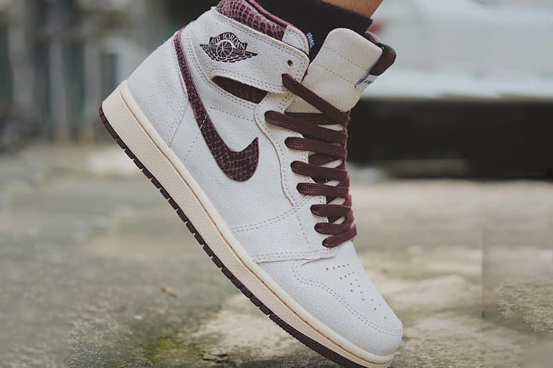 ア マ マニエールxエア ジョーダン 1が2021年中にリリースとの噂 a ma maniere air jordan 1 retro high og white maroon snakeskin release date info store list buying guide photos price 