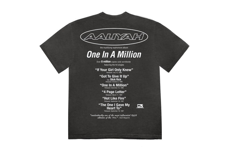 没後20年を迎える故アリーヤのストリーミング解禁を祝したアパレルコレクションが登場 Aaliyah's 'One In a Million' Limited-Edition Merch Line Is Here album post humous death clothing collection release info