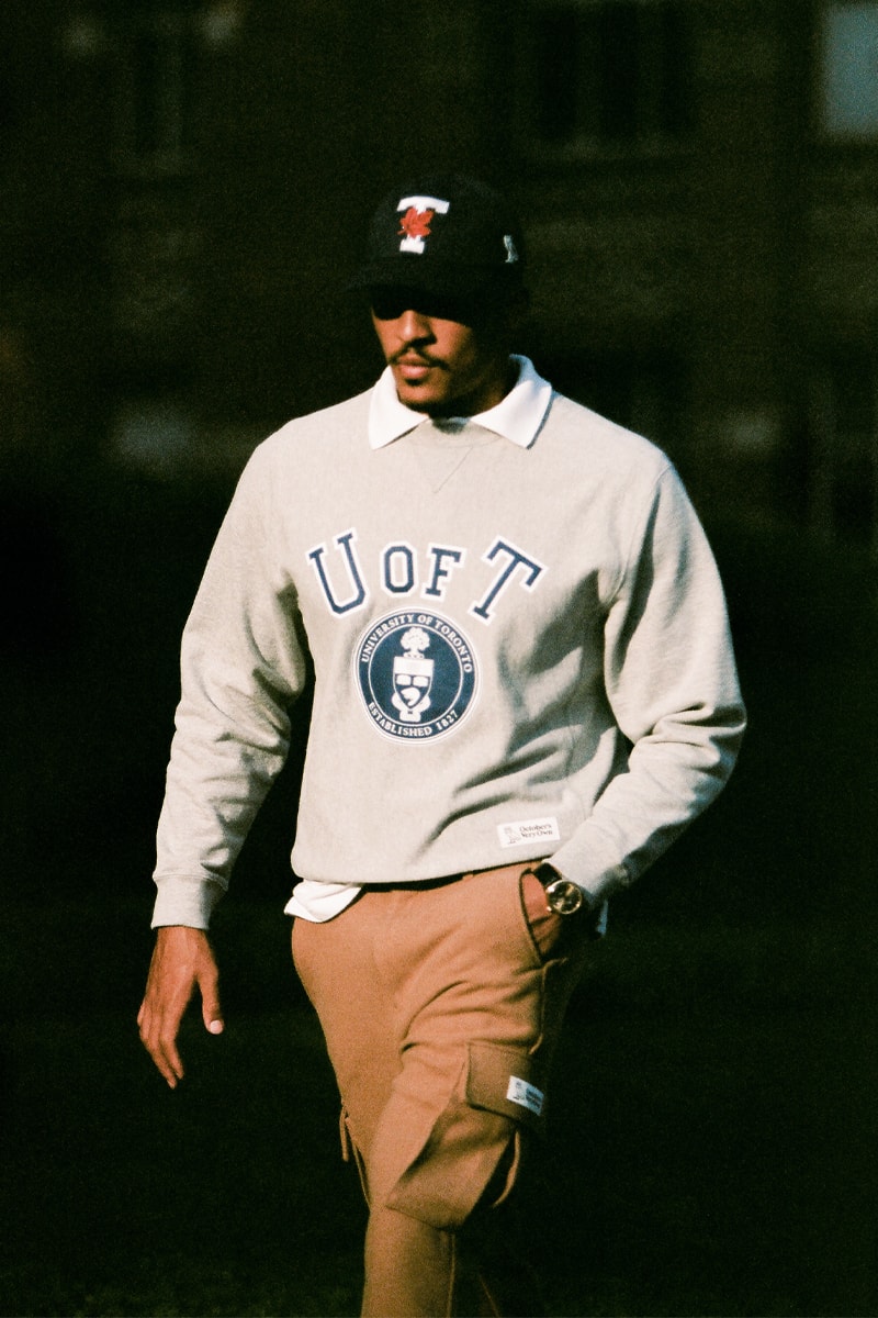 ドレイク主宰のOVOがカナダの名門トロント大学とのコラボレーションを実現 Drake's OVO Drops Co-Branded Collection With University of Toronto tdot uoft maple leaf logo canada owl kylie masse quarter zips hooded sweatshirts october's very own 