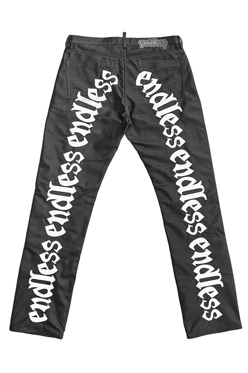カニエウェスト着用のエンドレスデニムのレザーパンツが予約を受付中 endless denim Leather Jeans Worn by Kanye West Release Buy Price Black White Green