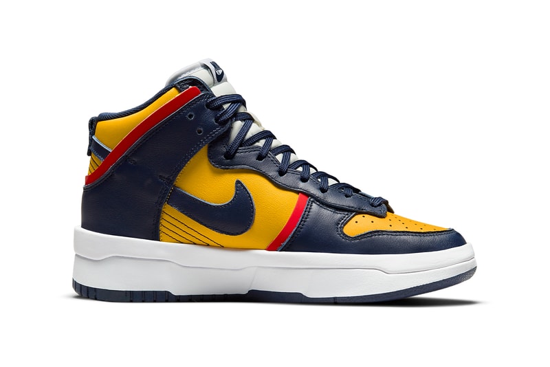 ウィメンズモデル ナイキダンクハイアップに“バーシティメイズ”と“サミットホワイト”が登場 nike sportswear dunk high rebel varsity maize navy Michigan summit white gray DH3718 701 100 official release date info photos price store list buying guide