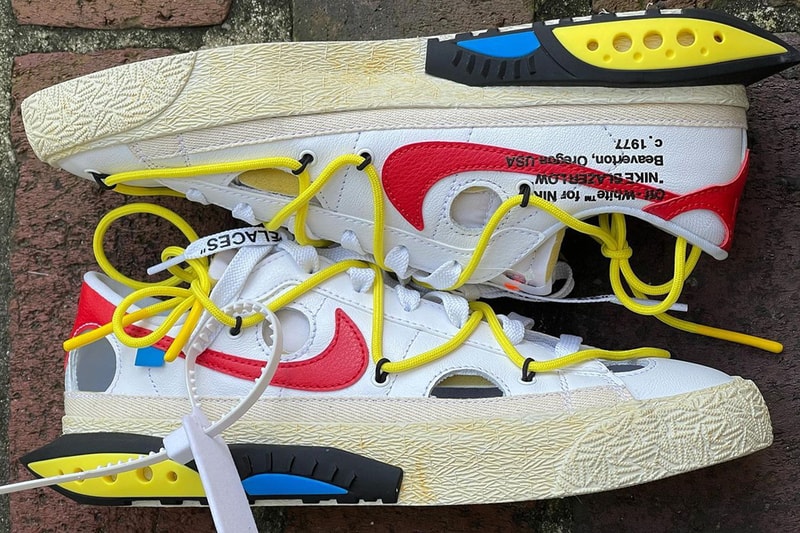 オフホワイト™️xナイキの最新作と噂されるブレーザー ローのディテールをチェック off white nike blazer low white red yellow release info store list buying guide photos price 
