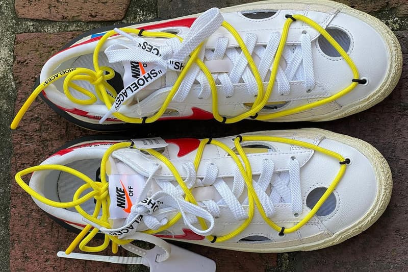 オフホワイト™️xナイキの最新作と噂されるブレーザー ローのディテールをチェック off white nike blazer low white red yellow release info store list buying guide photos price 