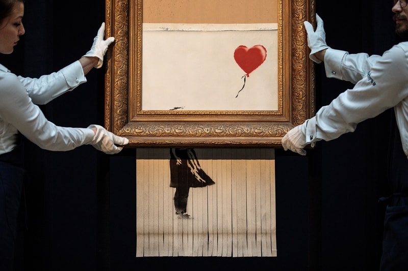 オークション直後に裁断されたバンクシーの“Love is in the Bin”が再びオークションに出品 Banksy Love Is In The Bin Sotheby's London Auction 