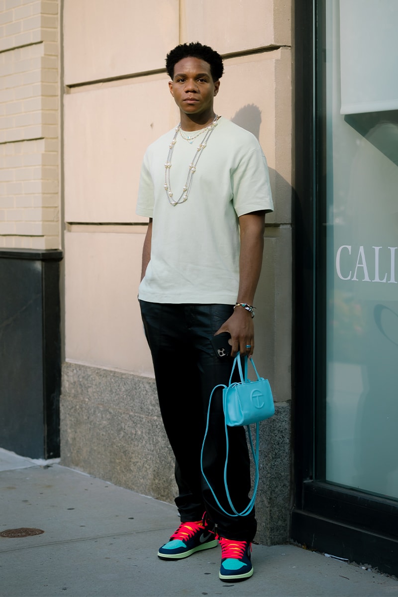 New York Fashion Week SS22 Street Style Looks Audacious Patterns and Vibrant Hues Inform New York Fashion Week SS20 Street Style spring summer 2022 new york city fashion nyc streetstyle moschino monse philip lim peter do prabal gurung nike dunks thom browne peter do proenza schouler