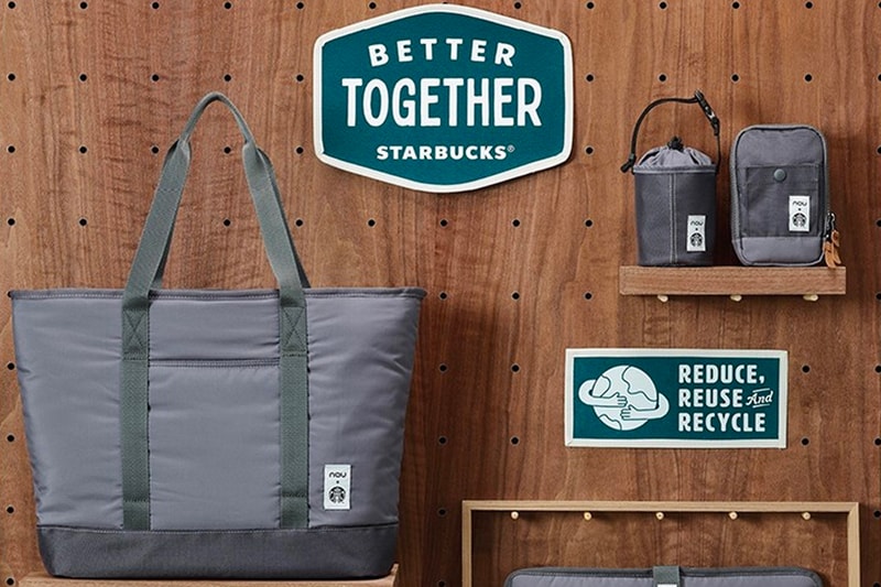 韓国のスターバックスがプラスチックカップを再利用したカプセルコレクションを発表 Starbucks Plastic Recycled Merch Release mittens Korea design cushions shoulder bag pouch cup holder grey cream NAU Korea