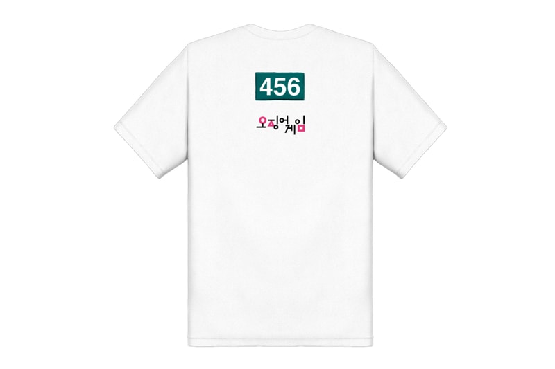 ネットフリックス Netflix が自社 EC サイトで『イカゲーム』のアパレルを発売 Squid Game Icons numbers graphics title logos games white black double needle stitching polyester cotton direct to garment print merchandise t shirt hoodie release info