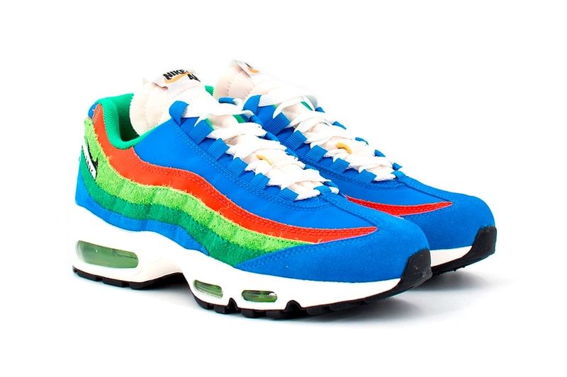 ナイキからエアマックス 95 の新色 “ランニングクラブ” が登場 Nike Air Max 95 in "Running Club" Release Date swoosh footwear suede nylon Light Photo Blue roma green white black
