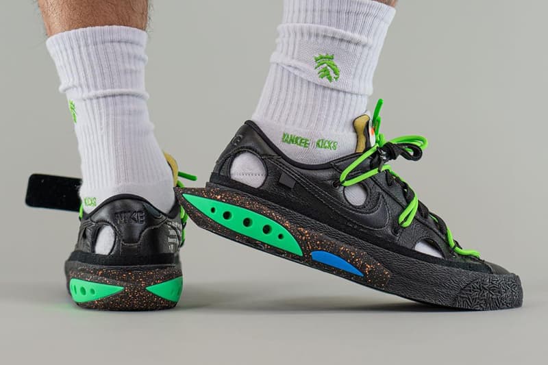 2022年の発売が見込まれる Off-White™️ x Nike Blazer Low のディテールをチェック off white nike blazer low black green blue DH7863 001 release info date store list buying guide photos price 