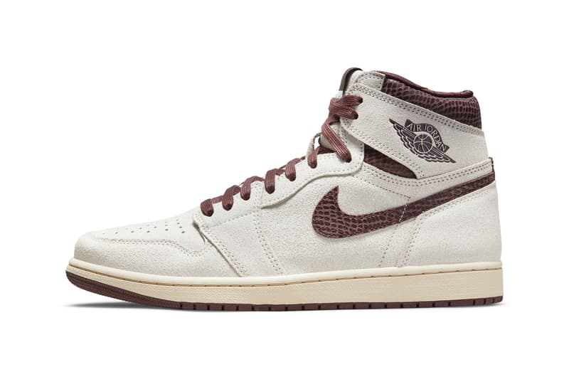 ア マ マニエール x えあジョーダン1の公式ビジュアルが浮上 a ma maniere air jordan 1 retro high og white maroon snakeskin DO7097 100 release date info store list buying guide photos price 