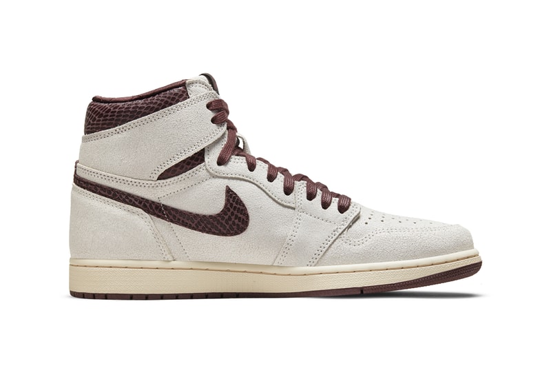 ア マ マニエール x えあジョーダン1の公式ビジュアルが浮上 a ma maniere air jordan 1 retro high og white maroon snakeskin DO7097 100 release date info store list buying guide photos price 