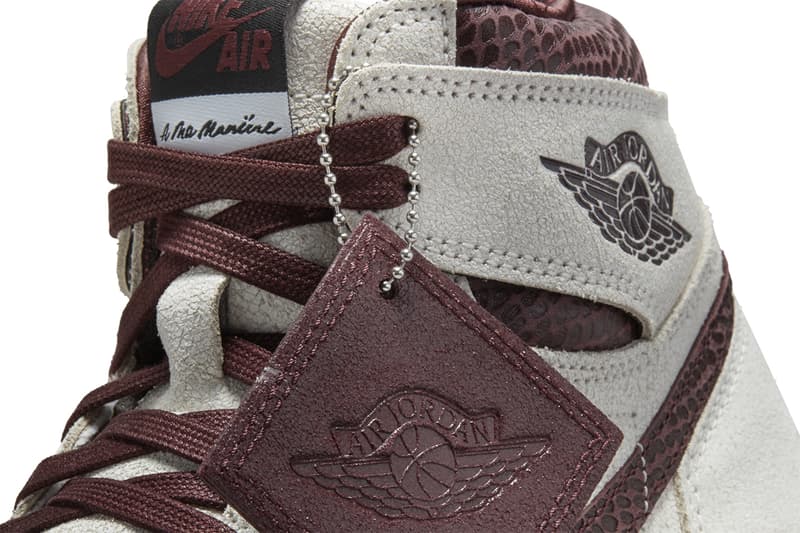 ア マ マニエール x えあジョーダン1の公式ビジュアルが浮上 a ma maniere air jordan 1 retro high og white maroon snakeskin DO7097 100 release date info store list buying guide photos price 