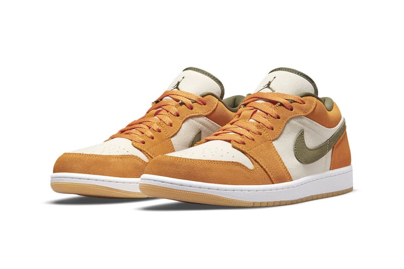 ジョーダンブランドからスエードとキャンバスを掛け合わせた新作 エアジョーダン1ローが登場 Air Jordan 1 Low DH6931-102 Orange/Olive Release 2021 Jordan Brand