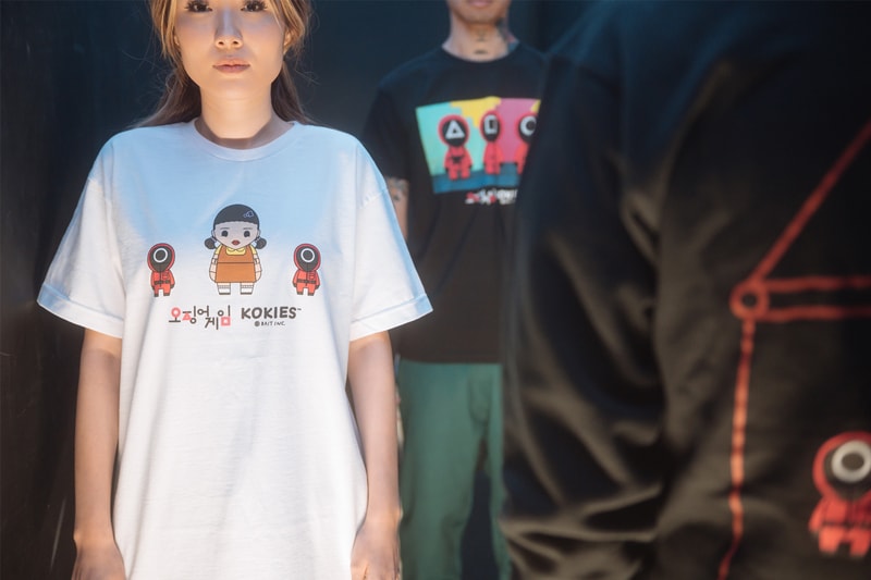 ベイトから『イカゲーム』とのコラボコレクションが発売 BAIT Launches 'Squid Game' KOKIES Toys and Apparel Netflix young hee doll front man square triangle circle figures San diego comic con release date info preorder now