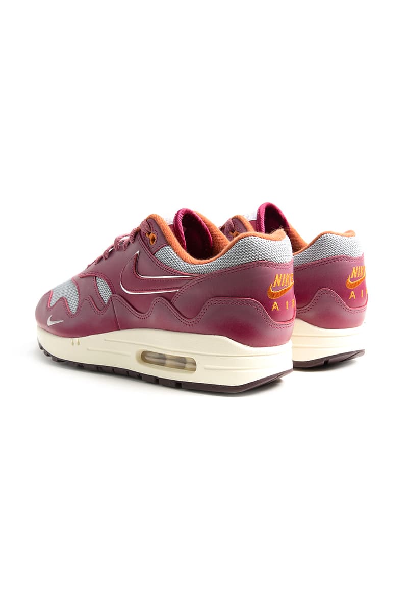 パタxナイキ最新コラボモデル エア マックス 1“ラッシュ マルーン”のオフィシャル画像が公開 patta nike air max 1 rush maroon metallic silver release date info store list buying guide photos price 