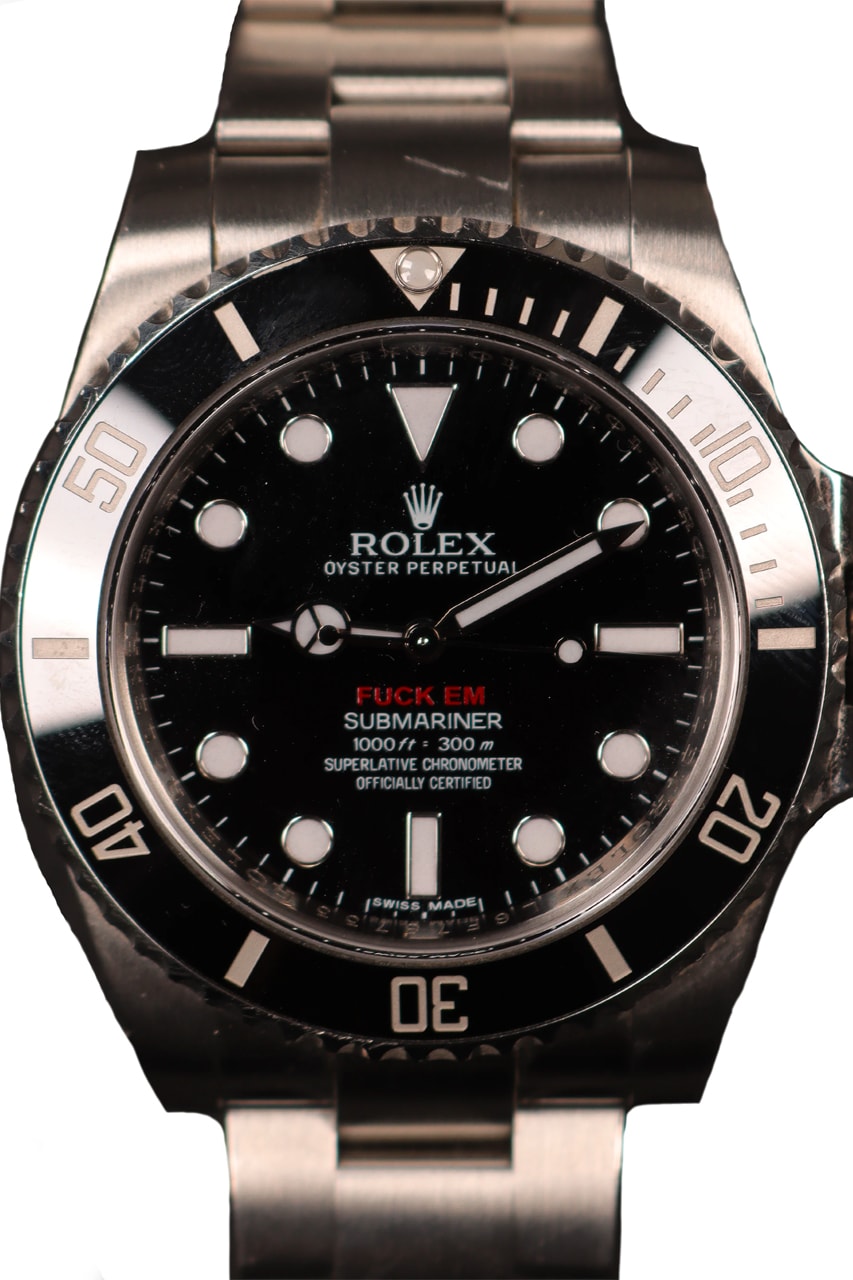 シュプリーム x ロレックス サブマリーナのフレンズ & ファミリーモデルが1,000万円超えで出品中 Supreme x Rolex Submariner "Fuck Em" Rare Friends & Family Watch Timepiece Justin Reed $100,000 USD 114060 40mm 2013 SS13