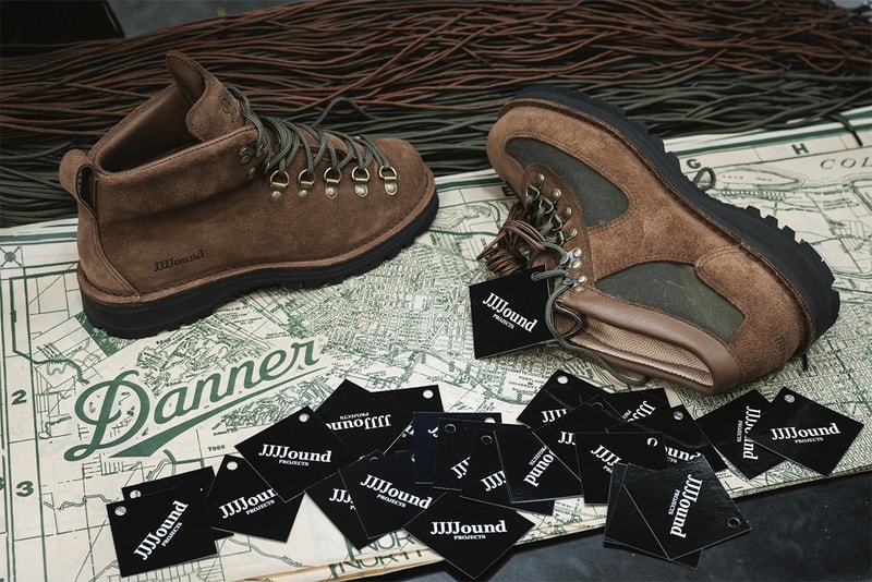 ジョウンドx ダナー による2021年秋冬シーズンのコラボブーツが発売 jjjjound danner feather light mountain light hiking boot vibram gore tex brown olive green release date info store list buying guide photos price 