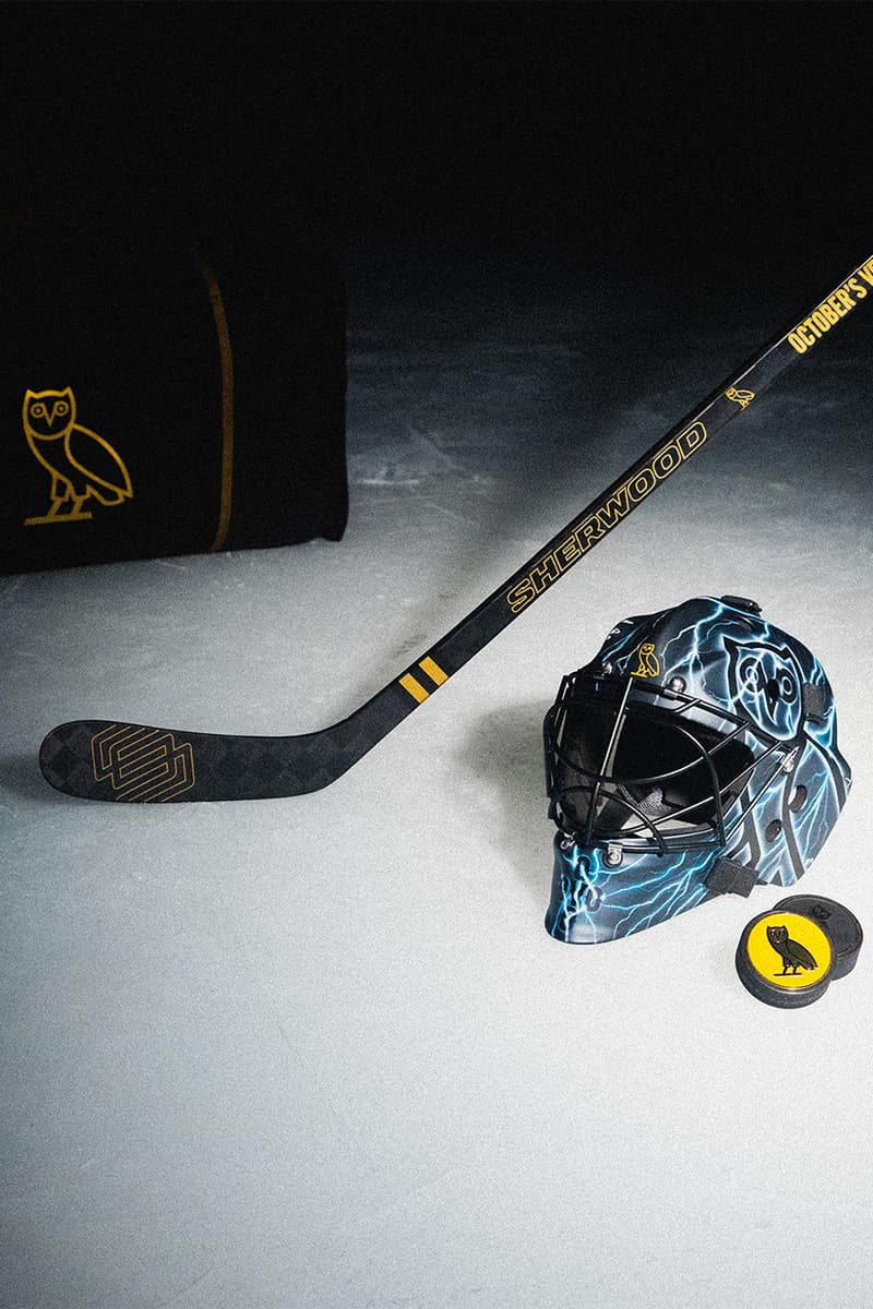 ドレイク率いるOVOがカナダ発のアイスホッケーレーベルとのコラボコレクションを発表 ovo octobers very own drake sherwood ice hockey collection puck stick helmet bag goalkeeper release details information canada toronto