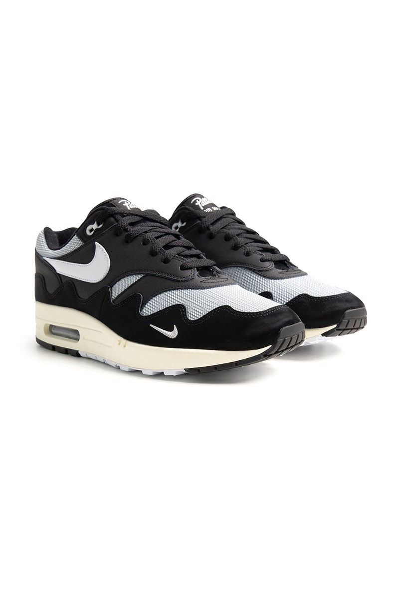 パタ x ナイキ エア マックス 1 “ブラック” のオフィシャルイメージが到着 patta nike air max 1 black metallic silver coconut milk white track suit pants jacket tees release date info store list buying guide photos price 