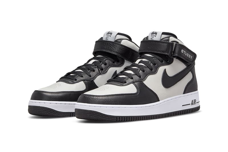 ステューシーxナイキの最新コラボモデル エア フォース 1 ミッドのオフィシャルイメージが解禁 stussy nike air force 1 mid black white DJ7840 002 release date info store list buying guide photos price 