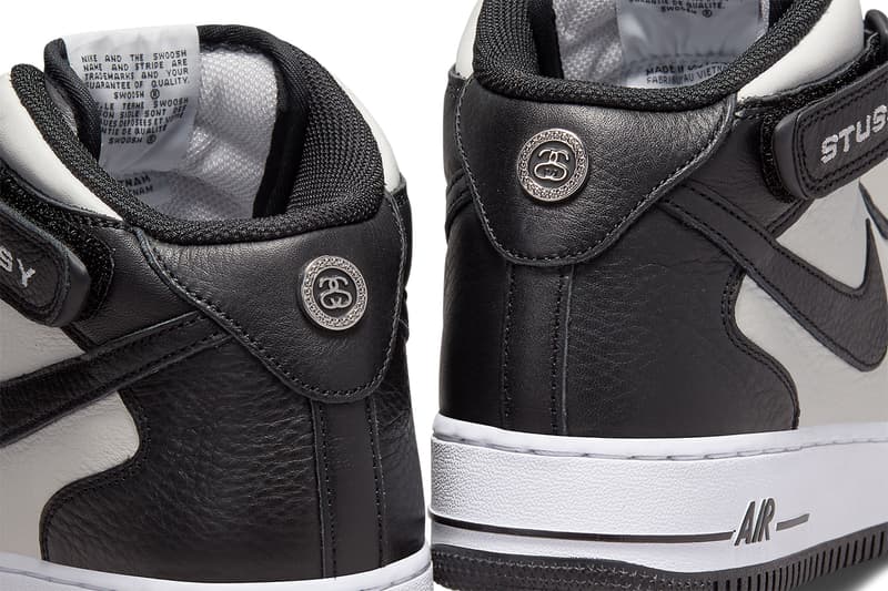 ステューシーxナイキの最新コラボモデル エア フォース 1 ミッドのオフィシャルイメージが解禁 stussy nike air force 1 mid black white DJ7840 002 release date info store list buying guide photos price 