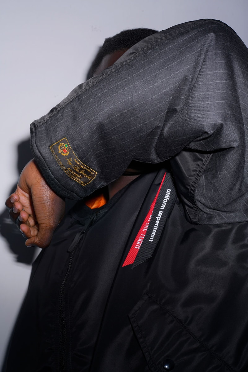 ユニフォームエクスペリメントよりロロ・ピアーナのファブリックを使用したスペシャルアイテムが登場 uniform experiment x Loro Piana 2022 new year items Alpha Industries MA-1