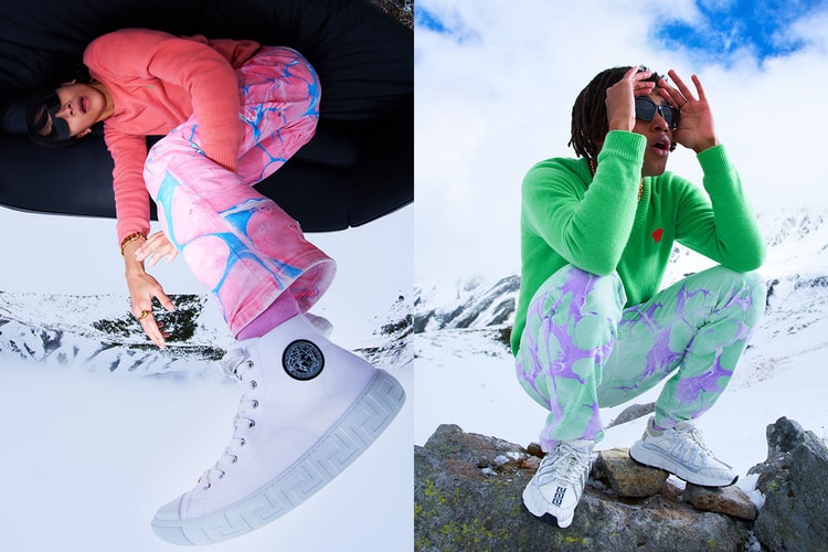 Versace のスニーカーが幻想的な雪山の世界へと誘う