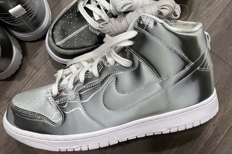 クロットx ナイキによるコラボ ダンクハイのリークビジュアルが浮上 clot-nike-dunk-high-silver-chrome-first-look-release-date