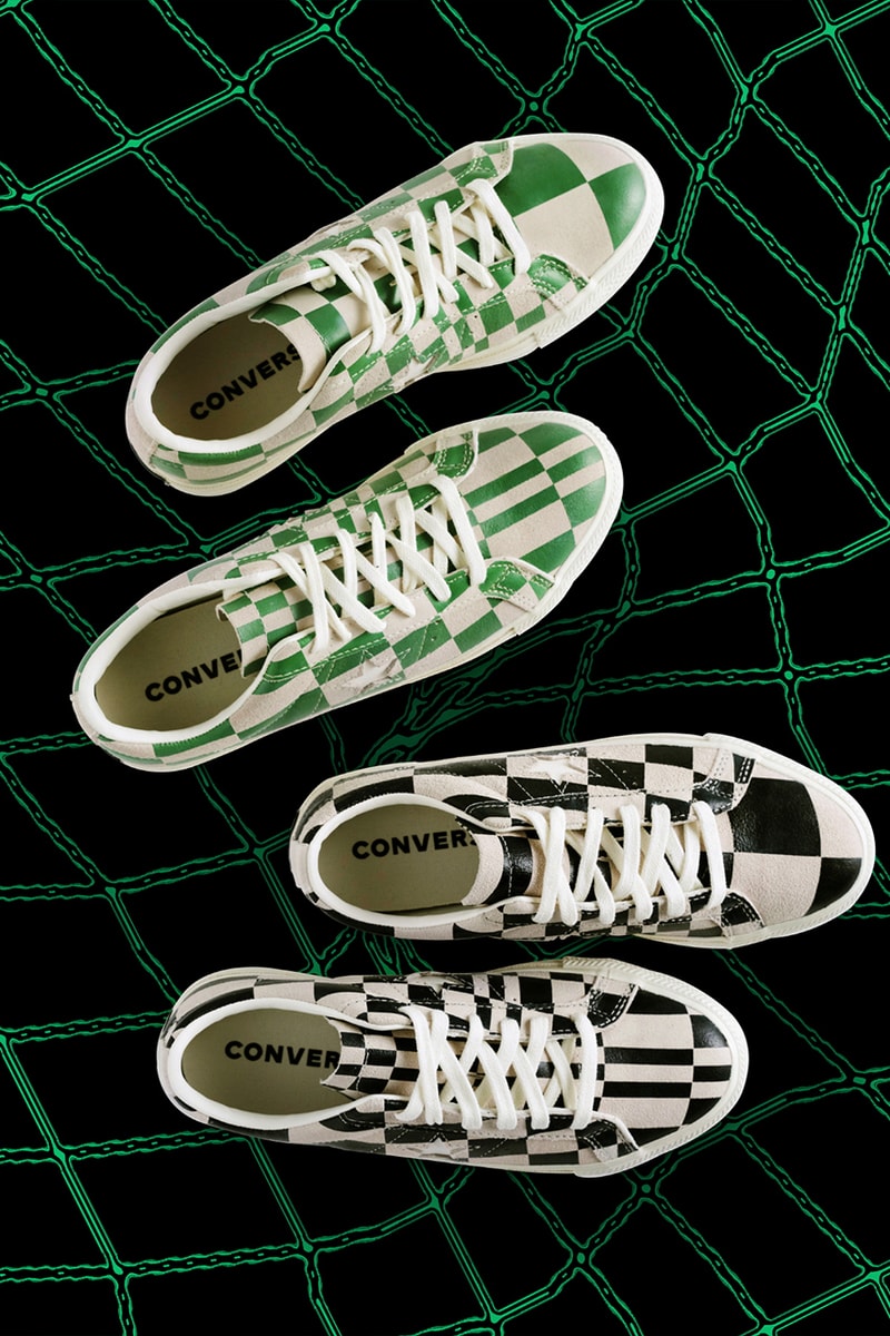 コンバースが歪んだチェッカーボードパターンを配したワンスターを発売 Converse One Star Warped Checkerboard Prints 90s underground club culture green white black egret diamond sole release info date price