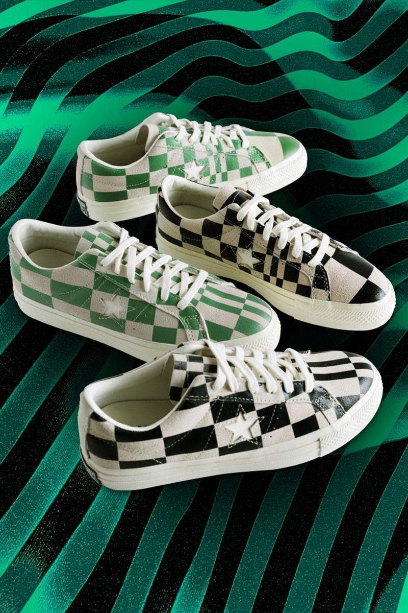 コンバースが歪んだチェッカーボードパターンを配したワンスターを発売 Converse One Star Warped Checkerboard Prints 90s underground club culture green white black egret diamond sole release info date price