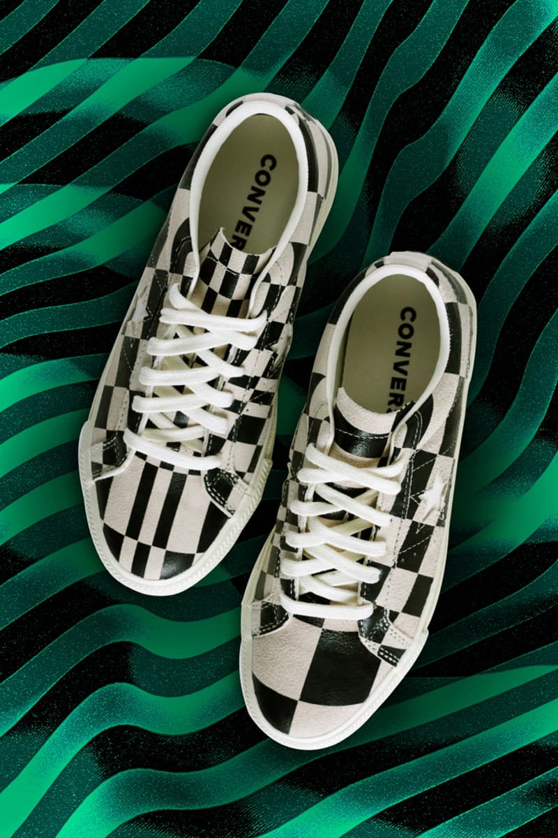 コンバースが歪んだチェッカーボードパターンを配したワンスターを発売 Converse One Star Warped Checkerboard Prints 90s underground club culture green white black egret diamond sole release info date price
