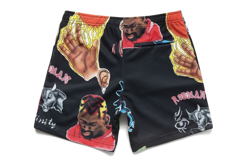 マーケットからデニス・ロッドマンとのコラボカプセルコレクションが到着　MA®KET Launches a Dennis Rodman Collection pink leopard print hoodies and shorts,  photoshoot tees, poster sets, jerseys bucket hats sweatpants woven blankets and Champion basketball shorts apparel home goods doodles pillows smiley face bridal gown t shirt trucker hat release info date price